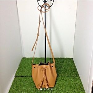 RACHEL RUDDICK Tan Leather Drawstring Bucket Bag